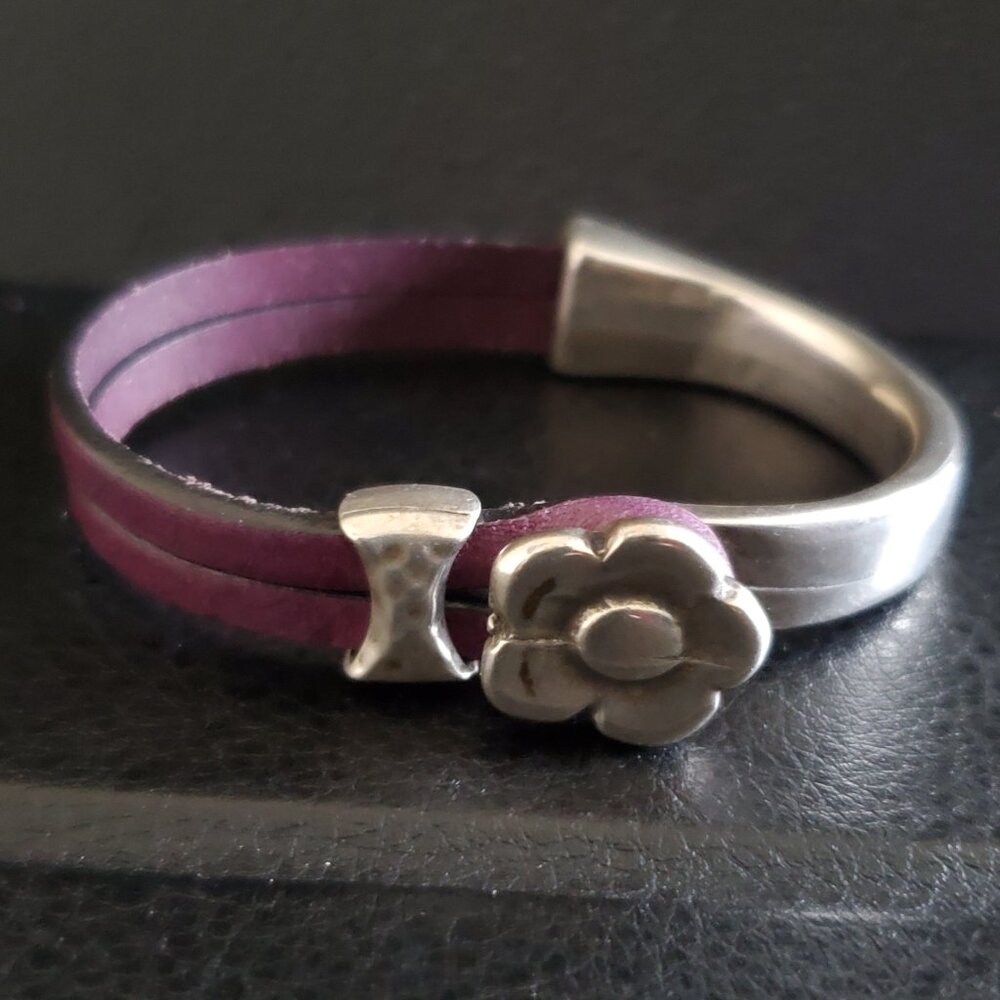 Handmade Leather and Silver Bracelet